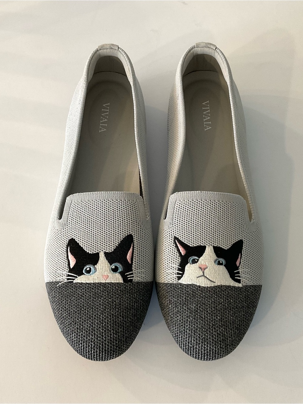 VIVAIA Audrey Round-Toe Loafers in Oyster Rich Grey Moo Cat Sz EU 39.5 NEW